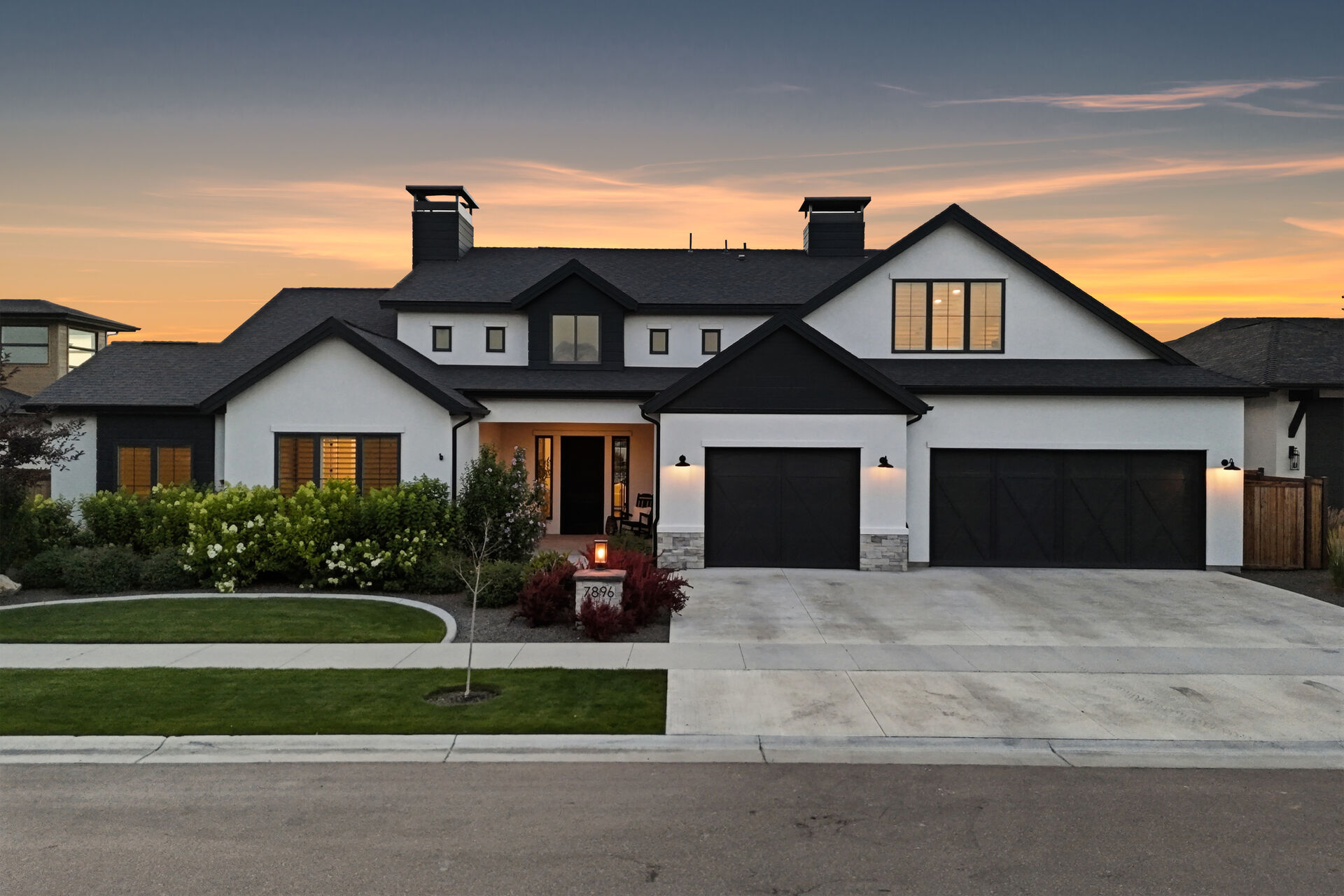 Front exterior at dusk